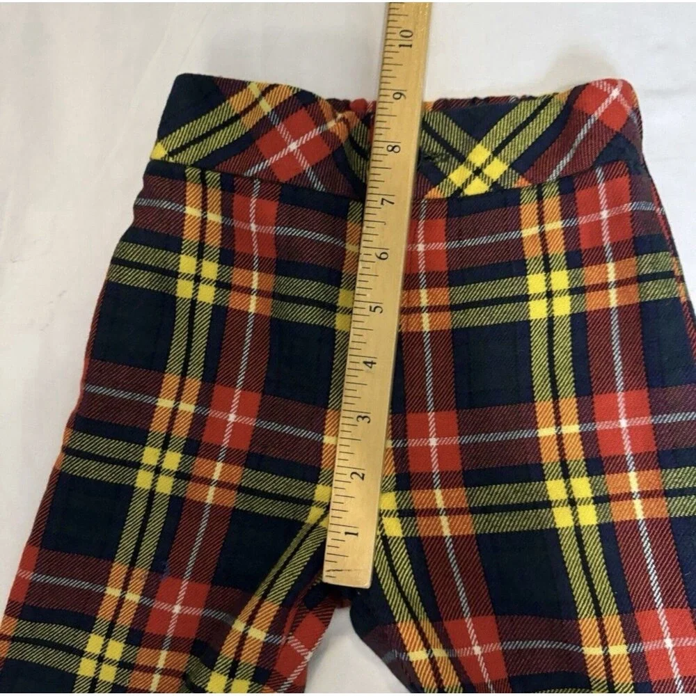 Saks Fifth Avenue Kids Plaid Pants Wool Blend 70s Groovy Fall Red Yellow Holiday